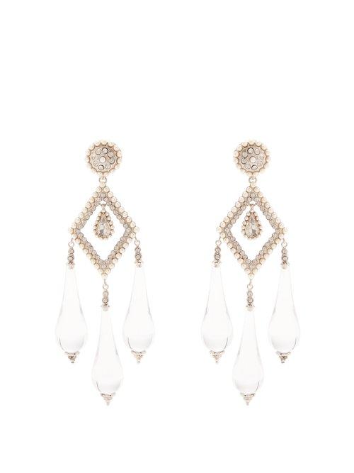 Matchesfashion.com Etro - Teardrop Clip On Earrings - Womens - Clear