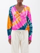 The Elder Statesman - V-neck Tie-dyed Cashmere Sweater - Womens - Multi Leopard