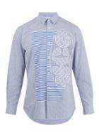 Comme Des Garçons Shirt Contrasting-panel Striped Cotton Shirt