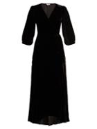 Matchesfashion.com Ganni - Aldine Velvet Wrap Dress - Womens - Black