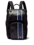 Matchesfashion.com Prada - Striped Technical And Leather Backpack - Mens - Black Blue