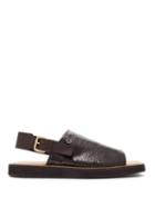 Matchesfashion.com Colville - Square Toe Crinkled Leather Sandals - Womens - Black