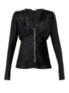 Matchesfashion.com Paco Rabanne - Crystal Button Velvet Blouse - Womens - Black