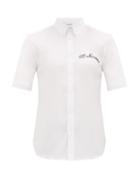 Matchesfashion.com Alexander Mcqueen - Brad Pitt Script-embroidered Cotton-blend Shirt - Mens - White