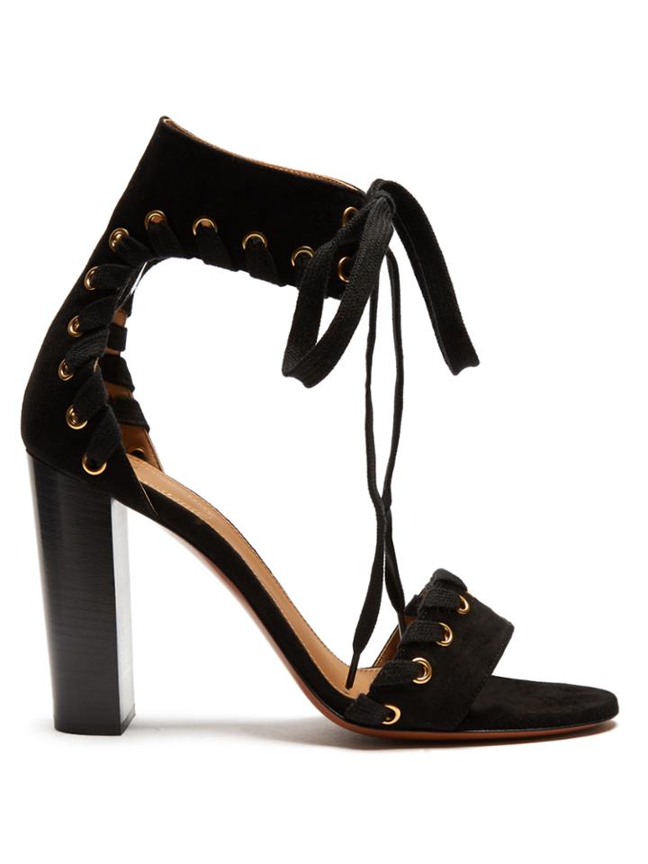 Chloé Miles Lace-up Suede Sandals