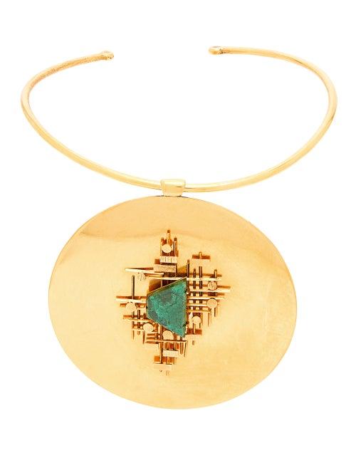 Matchesfashion.com Karry Gallery - Malachite Embellished Gold Choker - Womens - Gold