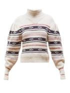 Matchesfashion.com Isabel Marant - Conley High Neck Striped Sweater - Womens - Ivory Multi