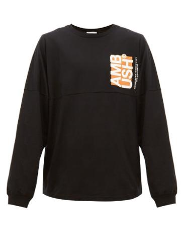 Matchesfashion.com Ambush - Logo-print Cotton Long-sleeved T-shirt - Mens - Black