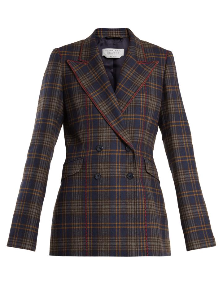 Gabriela Hearst Angela Double-breasted Checked Wool Blazer