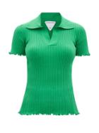 Bottega Veneta - Open-collar Ribbed-cotton Polo Shirt - Womens - Green