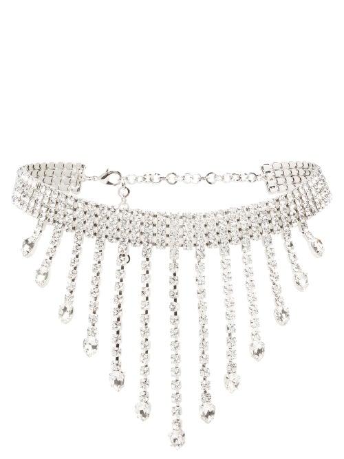 Matchesfashion.com Alessandra Rich - Fringed Crystal Embellished Belt - Womens - Crystal