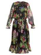 Matchesfashion.com Dodo Bar Or - Vitti Floral Print Embellished Dress - Womens - Black Multi