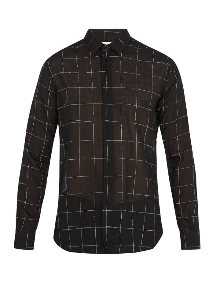 Saint Laurent Grid-print Wool-blend Shirt