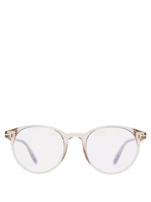 Mens Eyewear Tom Ford Eyewear - Round Acetate Glasses - Mens - Light Brown