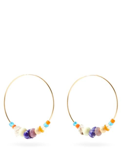 Matchesfashion.com Musa By Bobbie - Ruby, Amazonite & 14kt Gold-filled Hoop Earrings - Womens - Multi