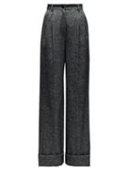 Matchesfashion.com Dolce & Gabbana - High Rise Turned Up Cuff Trousers - Womens - Grey Multi