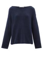 Another Tomorrow - Boat-neck Cotton Sweater - Womens - Navy