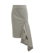 Matchesfashion.com Balenciaga - Houndstooth Wool Blend Godet Midi Skirt - Womens - Black White