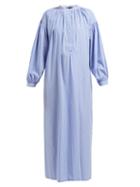 Matchesfashion.com Su Paris - Mayunga Puff Sleeve Cotton Dress - Womens - Blue