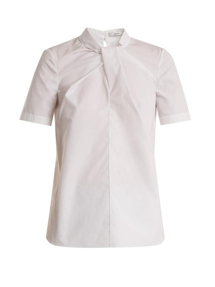 Erdem Karola High-neck Cotton-poplin Top