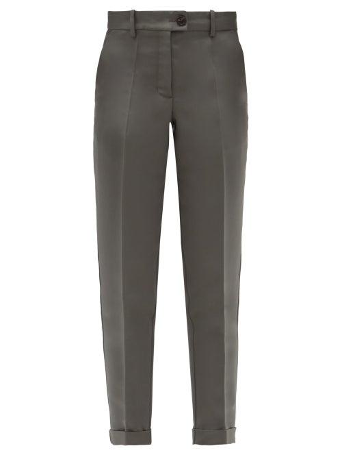 Matchesfashion.com Zanini - Tailored Cropped Silk-faille Trousers - Womens - Grey