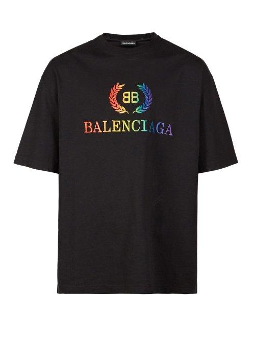 Matchesfashion.com Balenciaga - Logo Embroidered Jersey T Shirt - Mens - Black