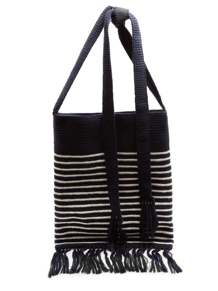 Jw Anderson Fringed Striped Wool Bag