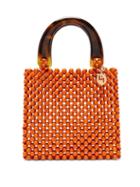 Matchesfashion.com Rosantica By Michela Panero - Marv Tortoiseshell Handle Wooden Beaded Bag - Womens - Orange Multi