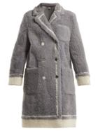 Matchesfashion.com Thom Browne - Contrast Trim Shearling Coat - Womens - Grey White