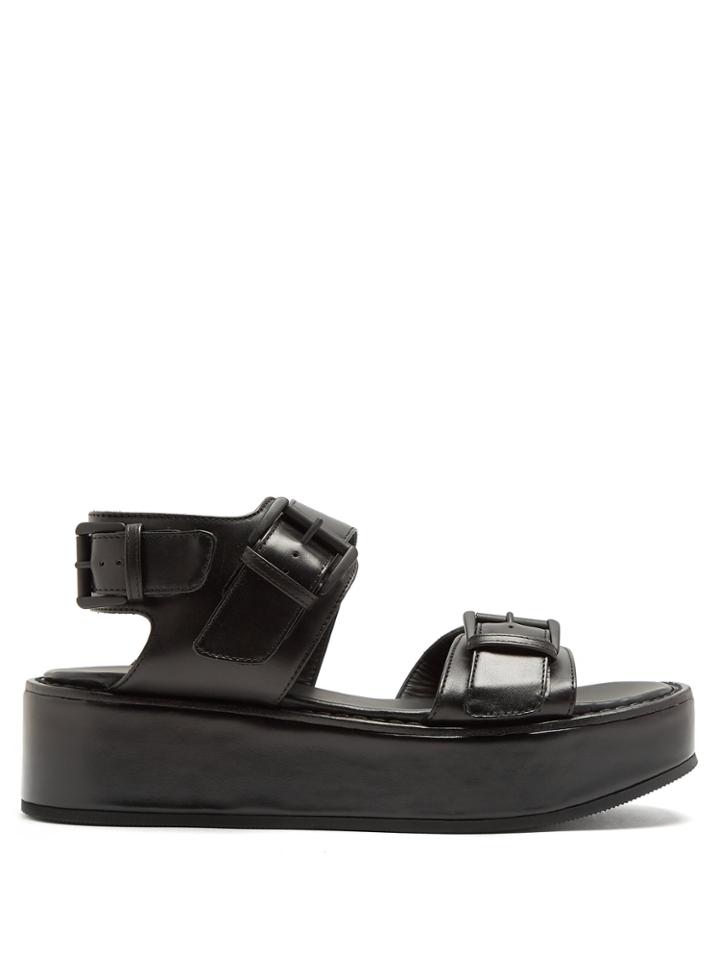 Ann Demeulemeester Double-strap Leather Flatform Sandals