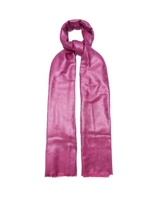 Matchesfashion.com Valentino Garavani - Logo-jacquard Twill Shawl - Womens - Pink