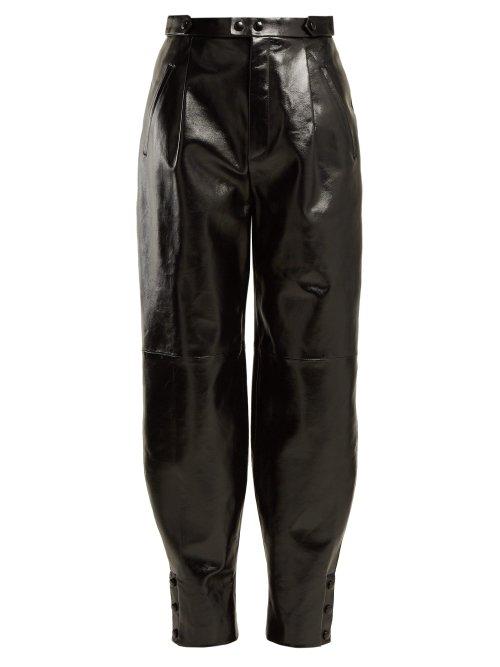 Matchesfashion.com Givenchy - Button Hem Leather Trousers - Womens - Black
