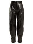 Matchesfashion.com Givenchy - Button Hem Leather Trousers - Womens - Black