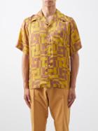 Wales Bonner - Rhythm Printed Poplin Short-sleeved Shirt - Mens - Yellow Brown