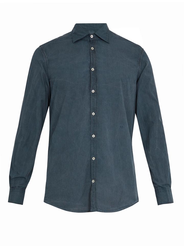 Massimo Alba Point-collar Striped Cotton Shirt