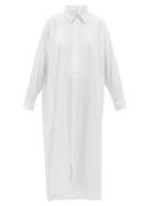 Matchesfashion.com Eskandar - Curved-hem Linen-blend Shirt Dress - Womens - White