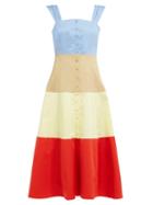Matchesfashion.com Staud - Ariel Block Stripe Cotton Poplin Midi Dress - Womens - Multi