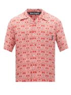 Palm Angels - Short-sleeved Printed Silk Shirt - Mens - Red White