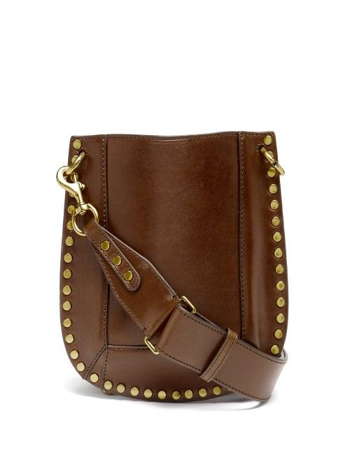 Isabel Marant - Nasko Studded Leather Shoulder Bag - Womens - Dark Brown