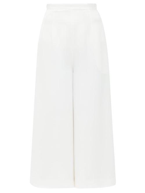 Matchesfashion.com Andrew Gn - Cropped Wide-leg Trousers - Womens - White