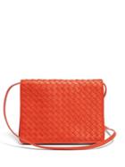 Matchesfashion.com Bottega Veneta - Intrecciato Woven Leather Cross Body Bag - Womens - Red