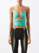 Rui - Cutout Jersey Crop Top - Womens - Green