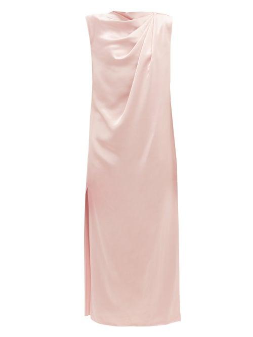 Matchesfashion.com Marina Moscone - Draped Satin Dress - Womens - Light Pink