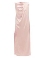 Matchesfashion.com Marina Moscone - Draped Satin Dress - Womens - Light Pink
