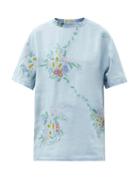 Matchesfashion.com By Walid - Tatum Vintage Embroidered-linen T-shirt - Womens - Blue