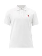 Matchesfashion.com Ami - Logo-embroidered Cotton-piqu Polo Shirt - Mens - White