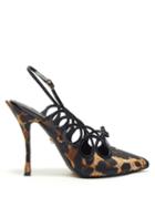 Matchesfashion.com Dolce & Gabbana - Lori Leopard Jacquard Slingback Pumps - Womens - Leopard