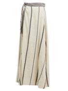 Matchesfashion.com Ace & Jig - Sangria Striped Cotton Wrap Skirt - Womens - White
