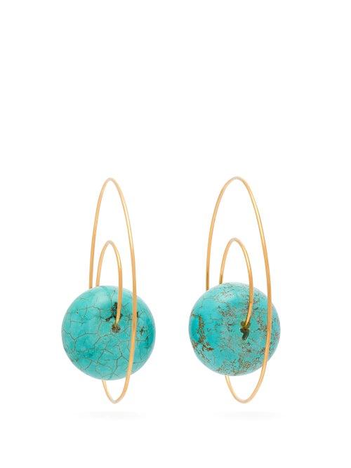 Matchesfashion.com Karry Gallery - Turquoise Embellished Spiral Earrings - Womens - Blue
