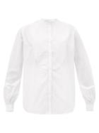 Matchesfashion.com Officine Gnrale - Joana Topstitched-bib Cotton-poplin Shirt - Womens - White